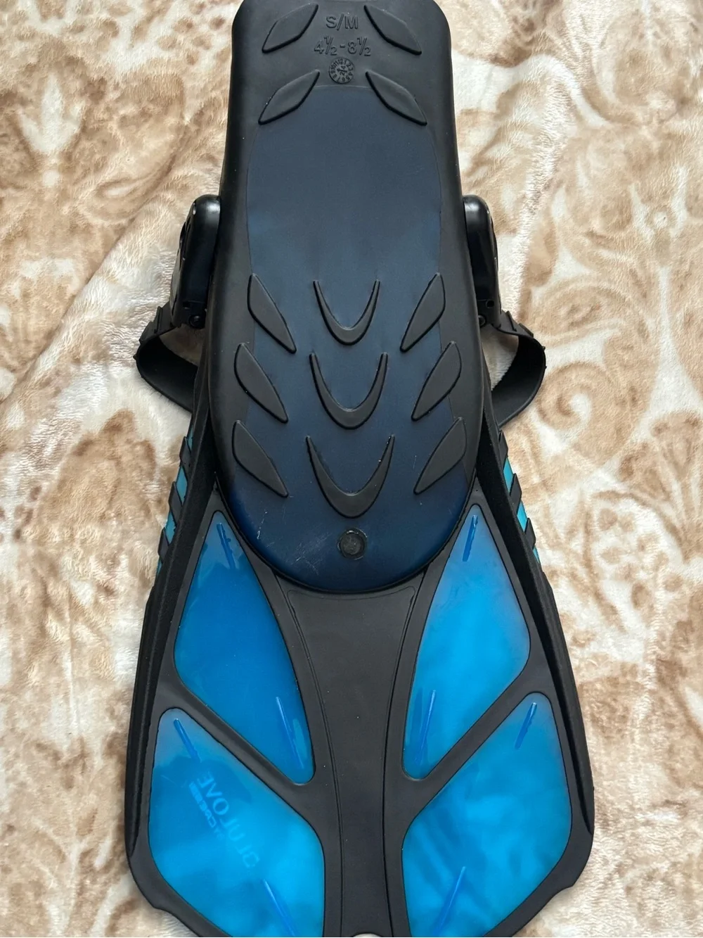 Blue Short-Blade Swim Fins for Men - Black/Blue